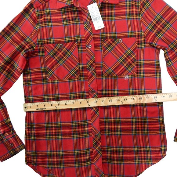 PacSun L.A Hearts Womens Plaid Long Sleeve Button Down Flannel Red Size XS - Picture 14 of 16